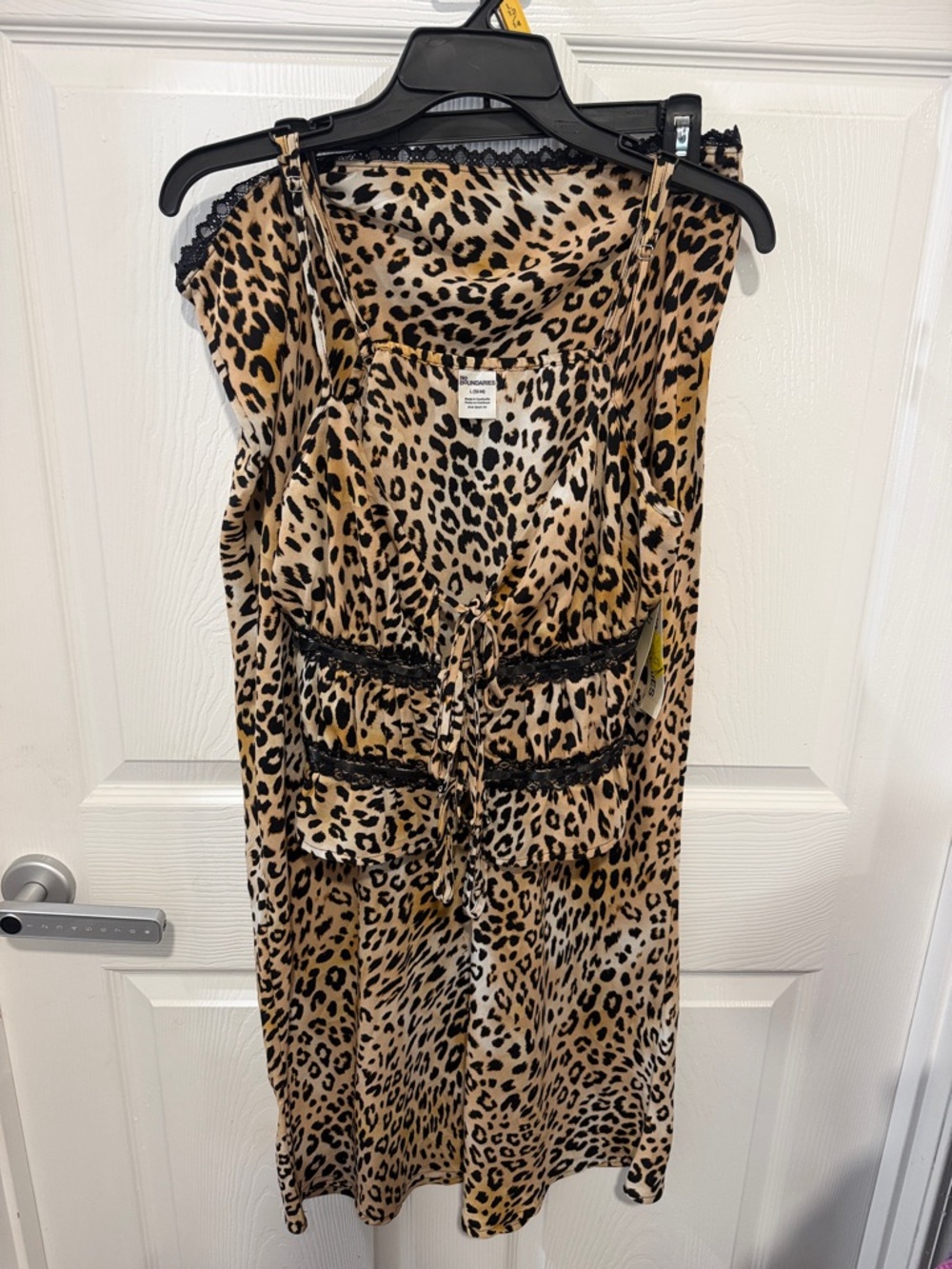 No Boundaries Leopard Print Satin Slip in Beige and Black